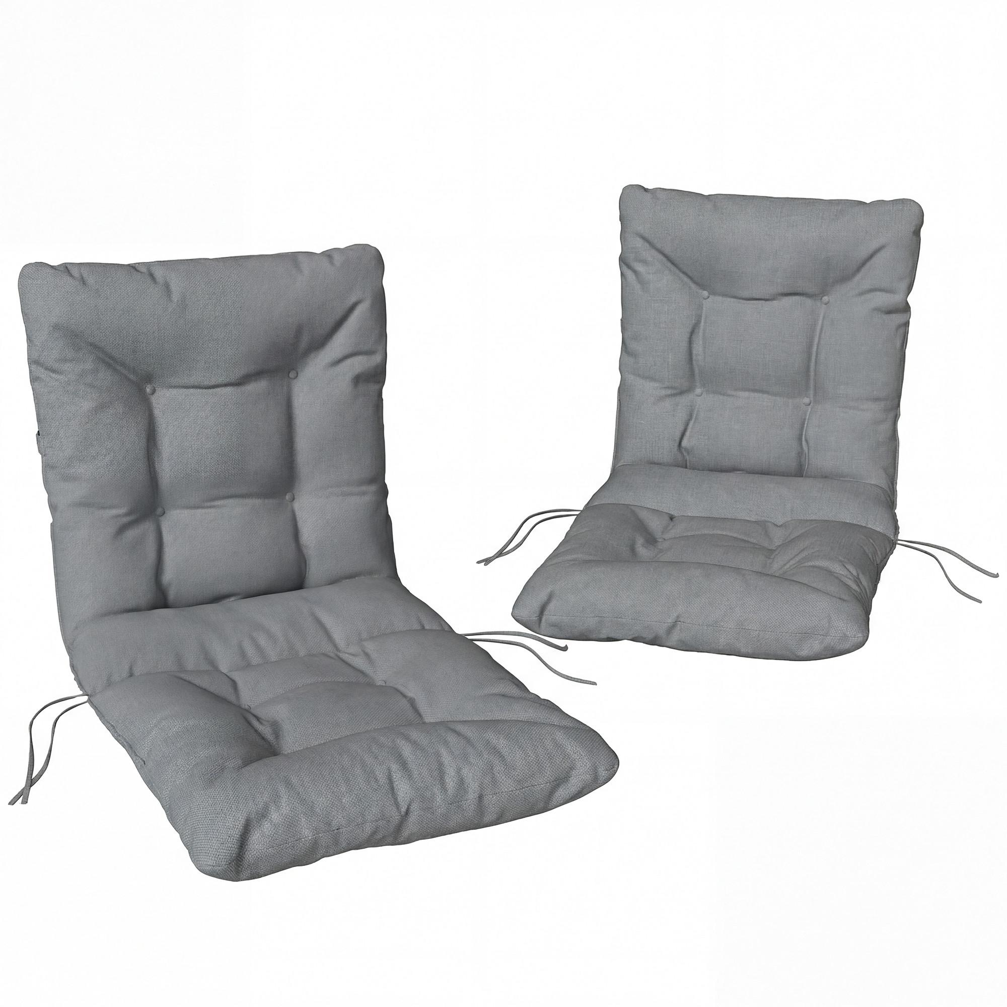 SITZKISSEN 2ER-SET Polyester PP-Baumwolle Hellgrau - Hellgrau, Textil (120/50/8cm) - Outsunny