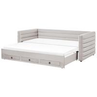 TAGESBETT mit Stauraum 90/180/200 Samtstoff Hellgrau Meudon - Hellgrau, Textil (90/200cm) - Beliani