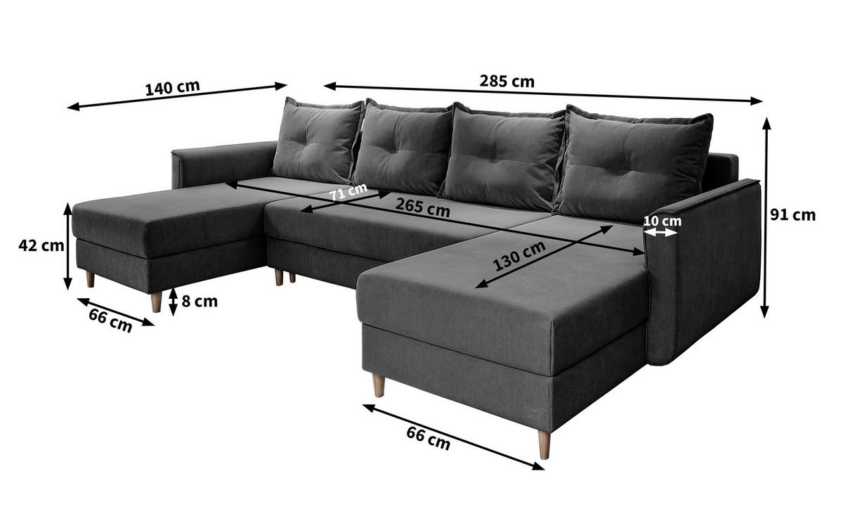 WOHNLANDSCHAFT VERNI Gelb Plüsch-Stoff mit Schlaffunktion - Gelb/Braun, Holz/Textil (285/91/143cm) - MASSENO