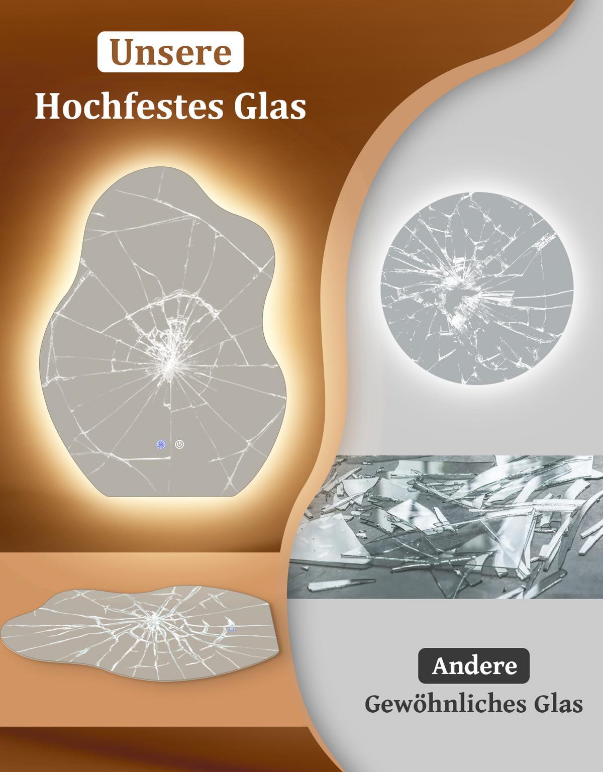 BADSPIEGEL mit Beleuchtung Jeryn 3.4/60/80 cm - Weiß, Glas (60/80/3.4cm) - ZMH