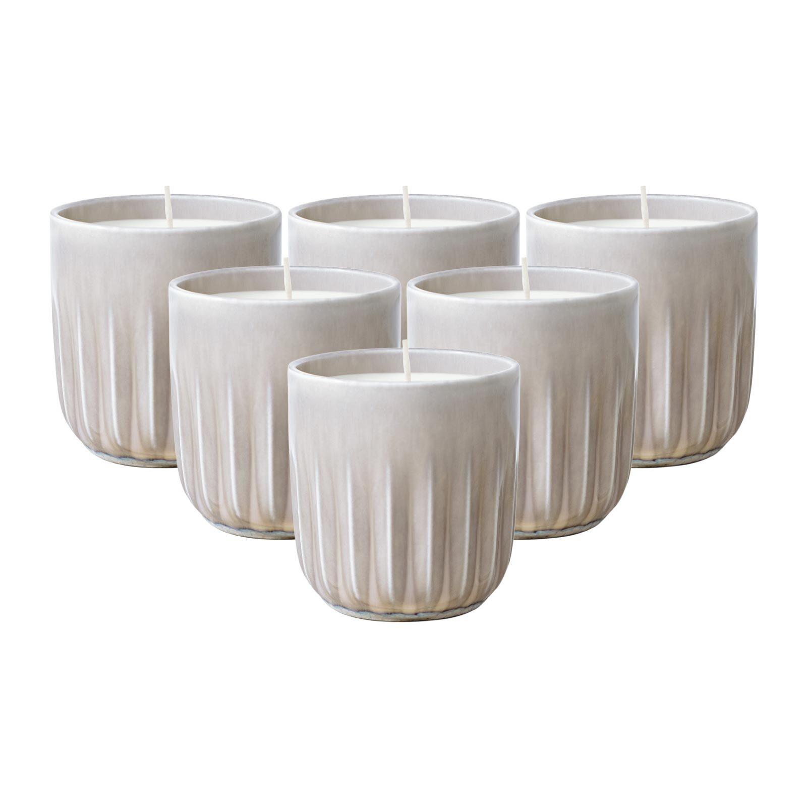 DUFTKERZEN BEACH VIBES Perlemor Home Sand beige ø 8,5 x 9 cm 6er Set - Beige, Naturmaterialien/Keramik (9cm) - like.Villeroy & Boch