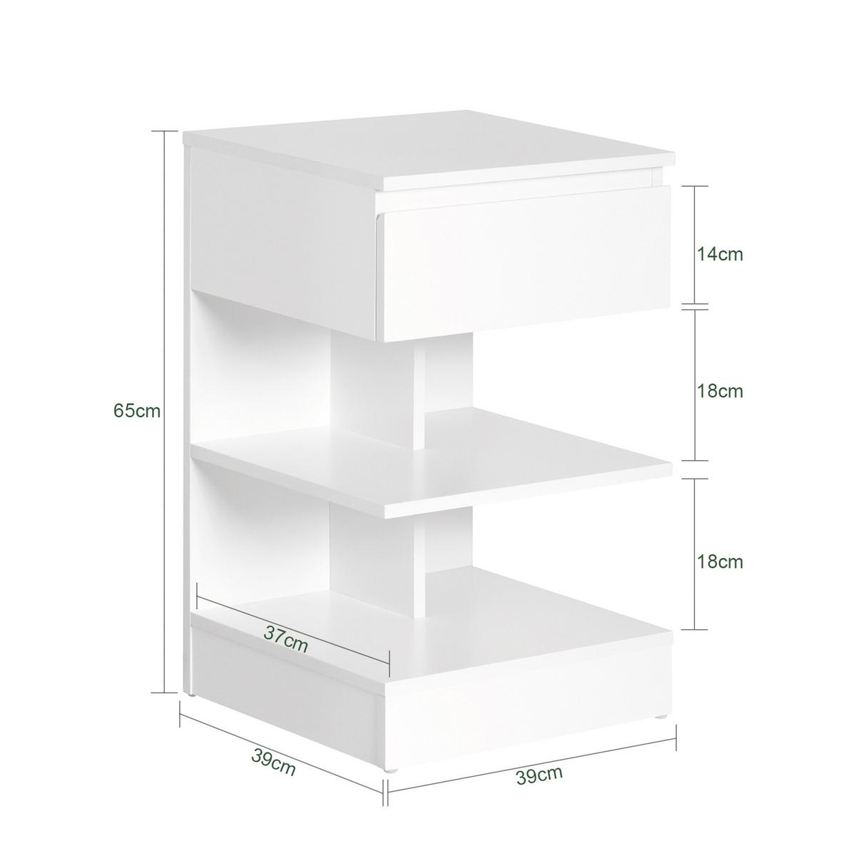 NACHTTISCH 2er Set, Beistelltisch Weiß 39x39x65 cm - Weiß, Holzwerkstoff (39/65/39cm) - SoBuy