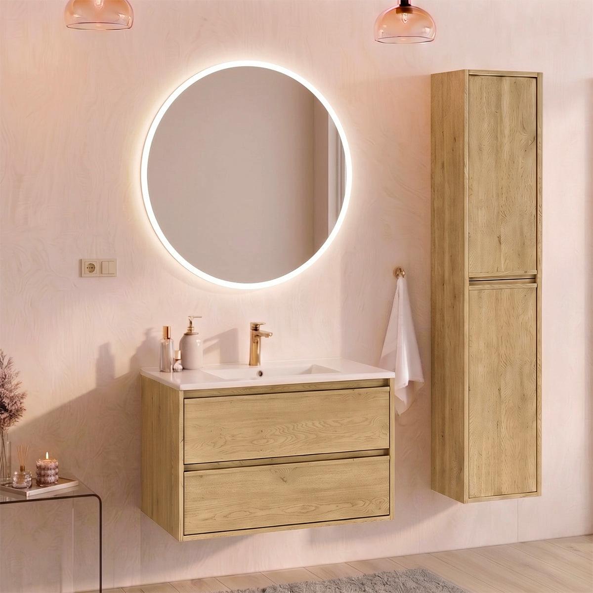 BADMÖBEL 81cm Edmé 2er-Set Holz - Braun, Holzwerkstoff (81/52/46cm) - Petits-meubles