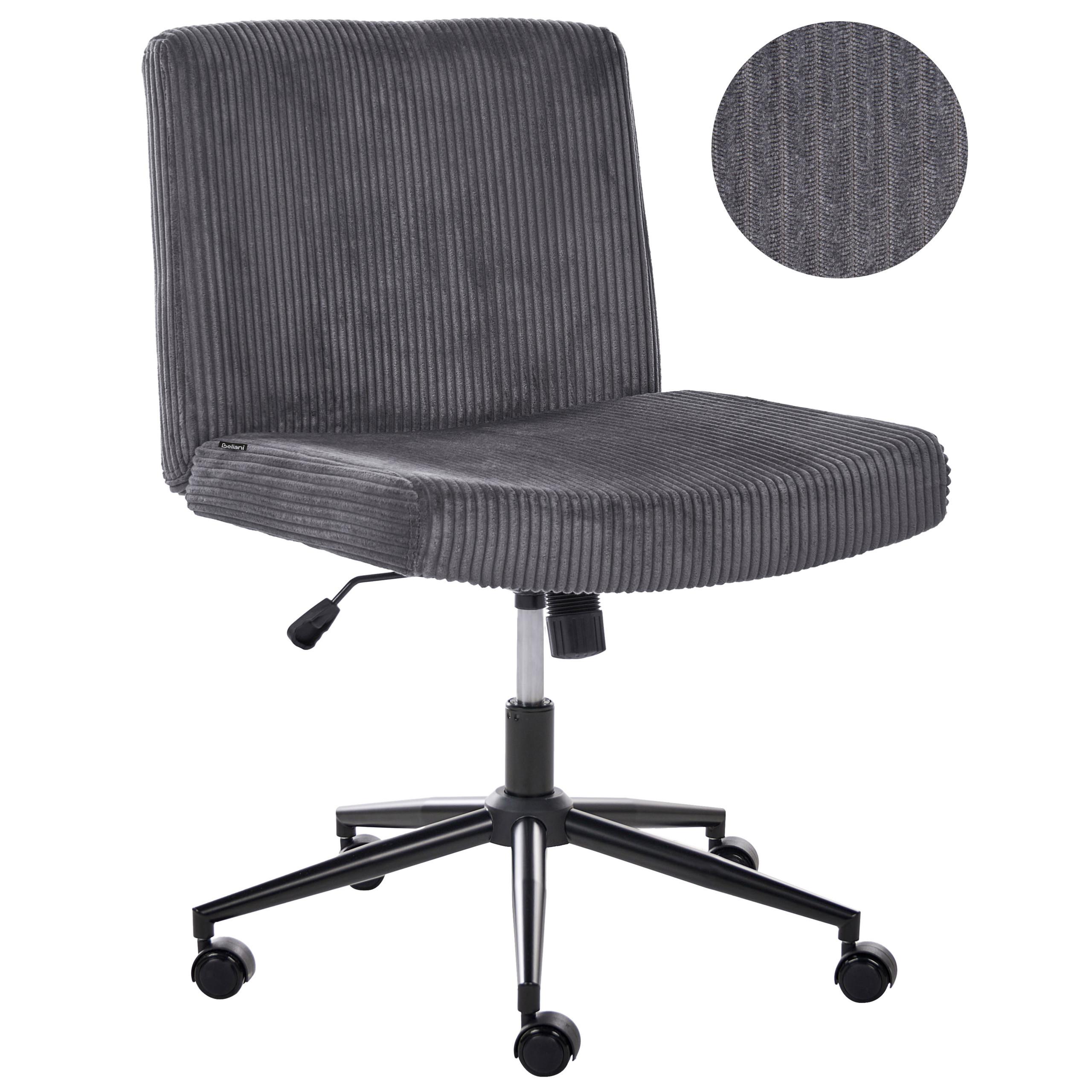 SCHREIBTISCHSTUHL Cord Grau Geddes - Grau, Textil (59/85/71cm) - Beliani