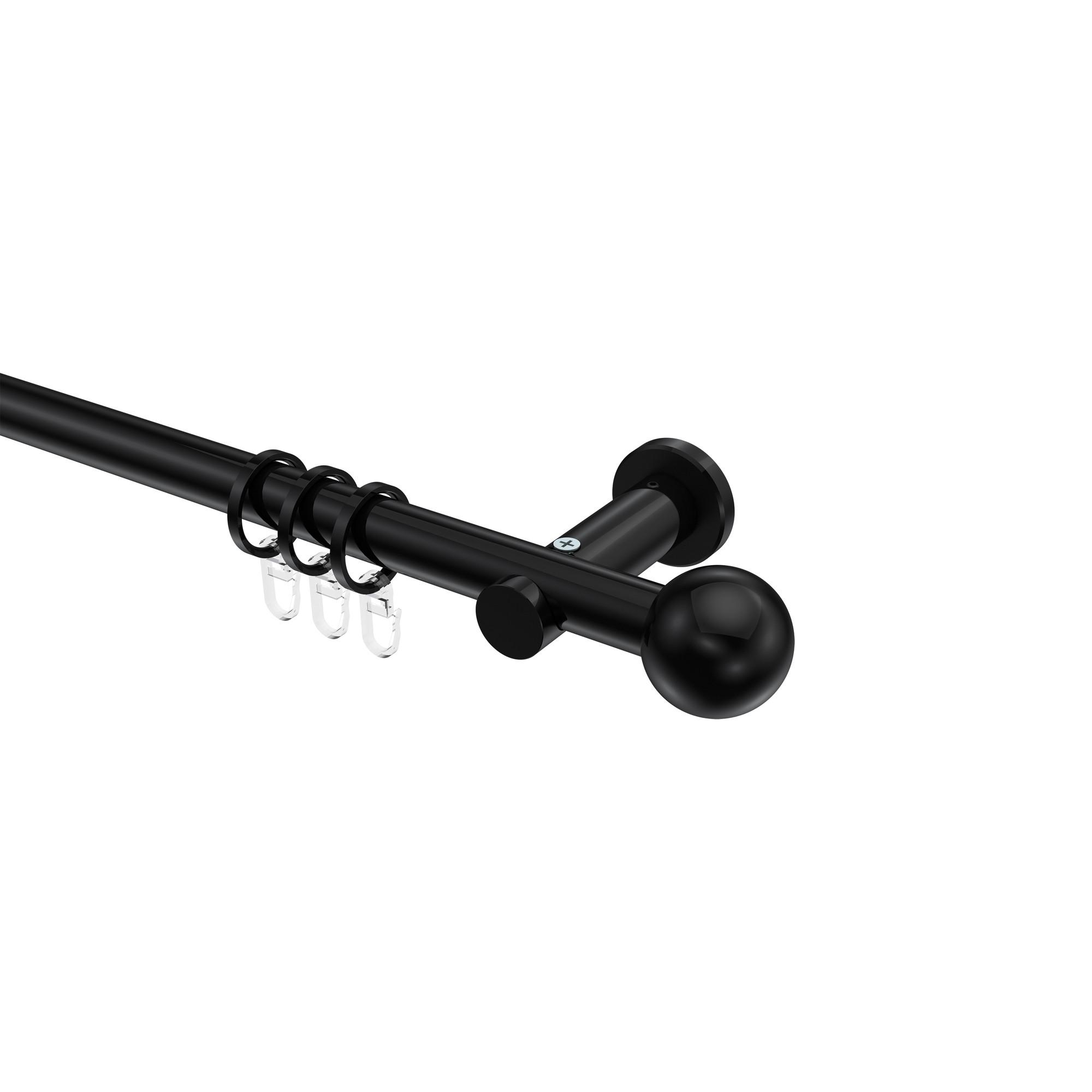 GARDINENSTANGE Platon Luino 400 cm (geteilt in 2 x 200 cm), 1-läufig, 20 mm Ø Schwarz - Schwarz, Metall (400cm) - INTERDECO