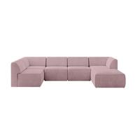 WOHNLANDSCHAFT Ottomane Rechts MOVO-L 345x180x78 cm Rosa Cord - Rosa, Holzwerkstoff/Kunststoff (180/78/345cm) - ALTDECOR