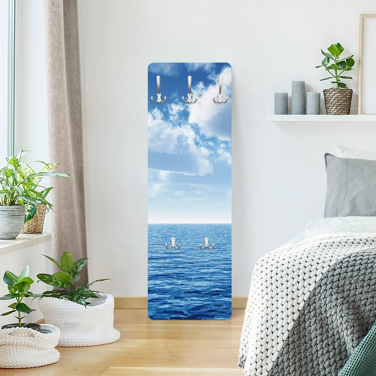 WANDGARDEROBE - Shining Ocean 34/105 cm - Blau, Holzwerkstoff (34/105/1.6cm) - Bilderwelten