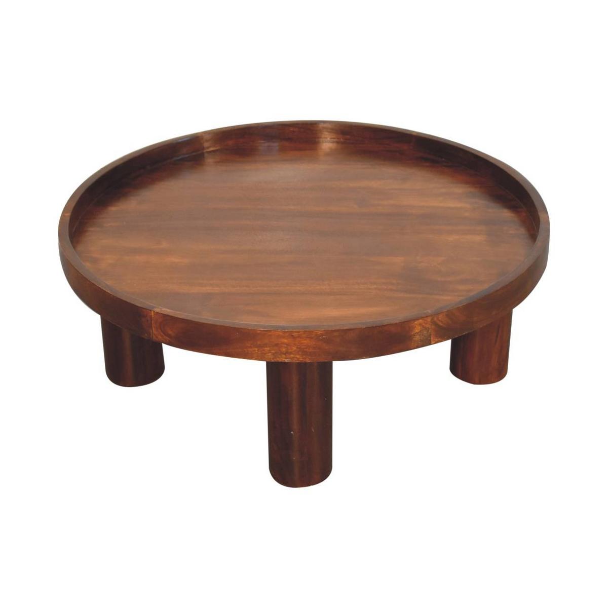 COUCHTISCH Crescent Kastanie, Zylindrische Beine, Dunkelbraun - Dunkelbraun, Holz (80/80/31cm) - Artisan Furniture