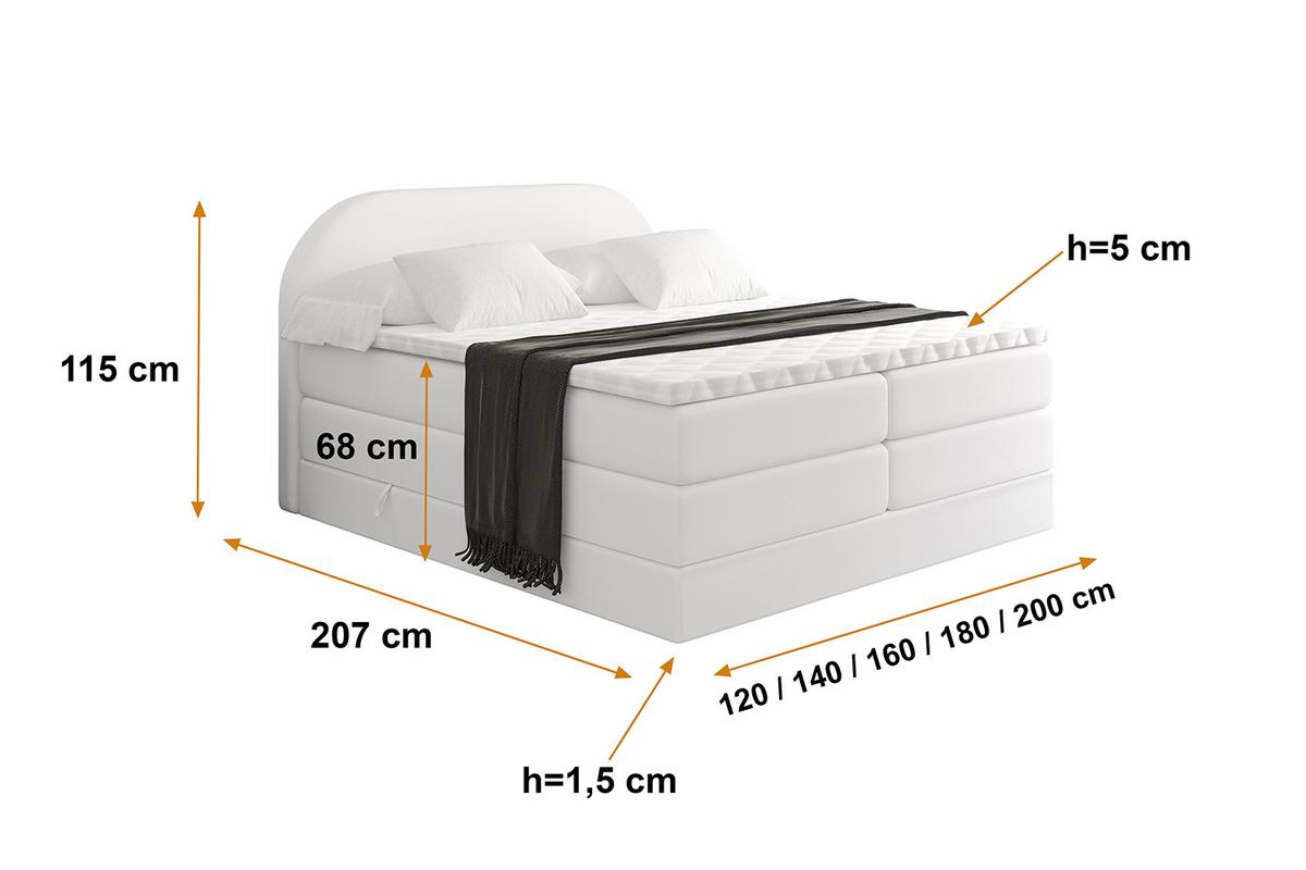 BOXSPRINGBETT mit Matratze und Lattenrost - NOX KING-120x200 - Weiß - Weiß, Holzwerkstoff (120/200cm) - ALTDECOR