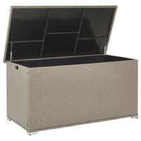 AUFLAGENBOX Rattan taupe 155/75 cm Modena - Beige/Schwarz, Kunststoff (155/80/75cm) - Beliani