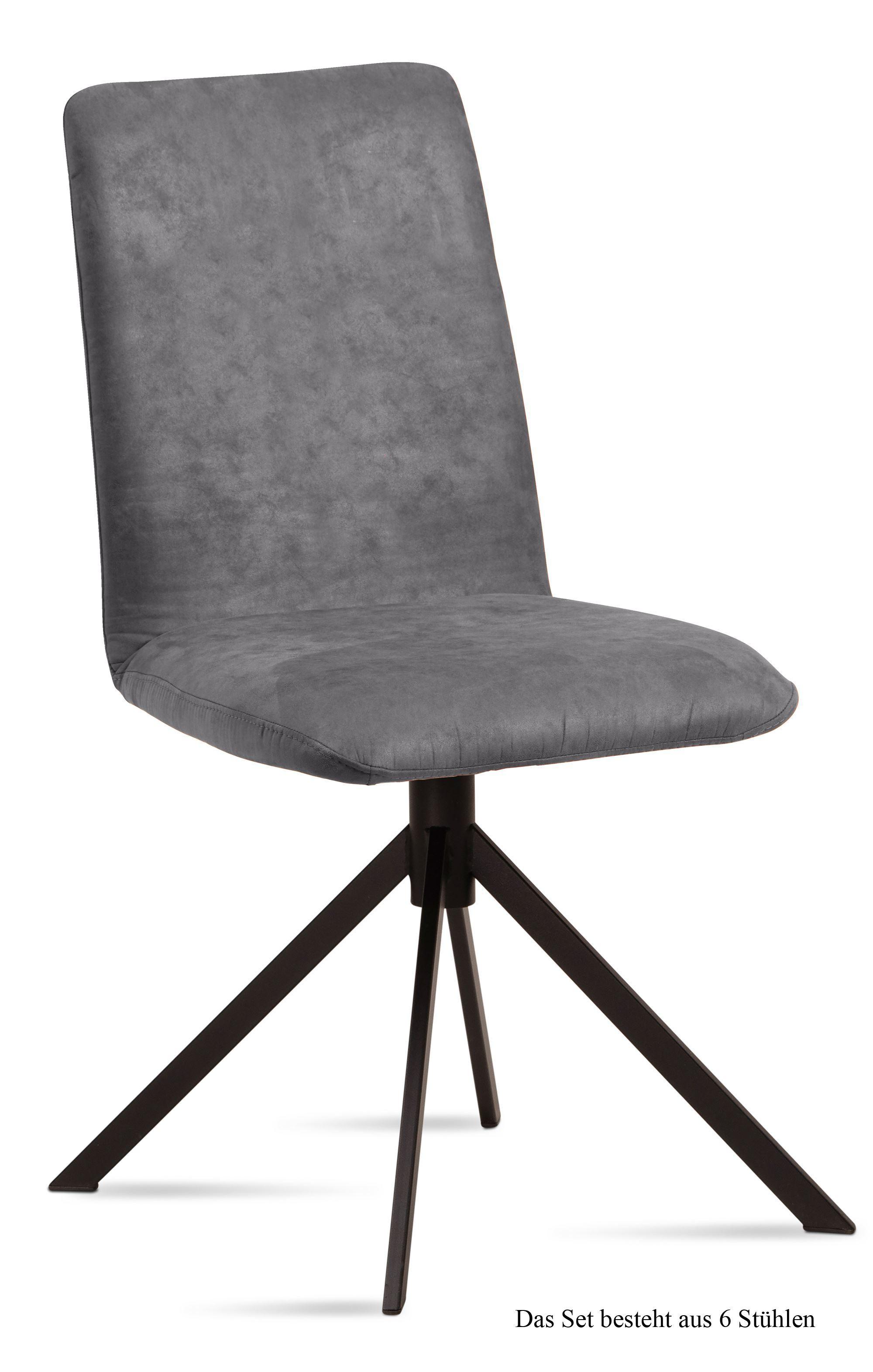ESSZIMMERSTUHL (6er-Set) Dredi 47x92x60 Schwarz/Grau - Schwarz/Grau, Kunststoff (60/92/47cm) - 58aufmkessel