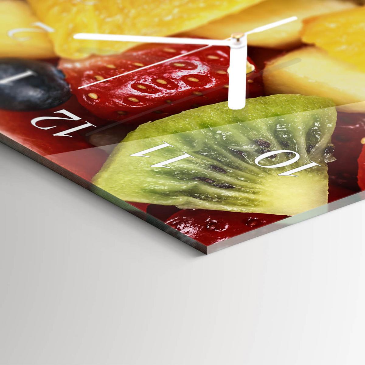 WANDUHR aus Glas 60x30 cm - Obstsalat - Multicolor, Glas (60/30/0.4cm) - TULUP