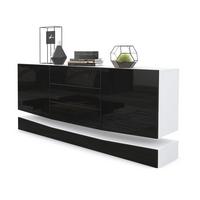 SIDEBOARD City Fronten in Schwarz Hochglanz - Schwarz Hochglanz, Holzwerkstoff (178/82/39cm) - Vladon
