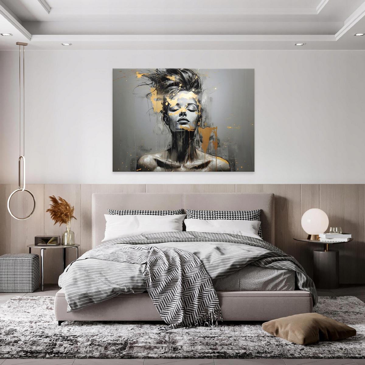 LEINWANDBILD Frau Abstrakt 100x70 - Multicolor, Holzwerkstoff (100/70cm) - Wallarena