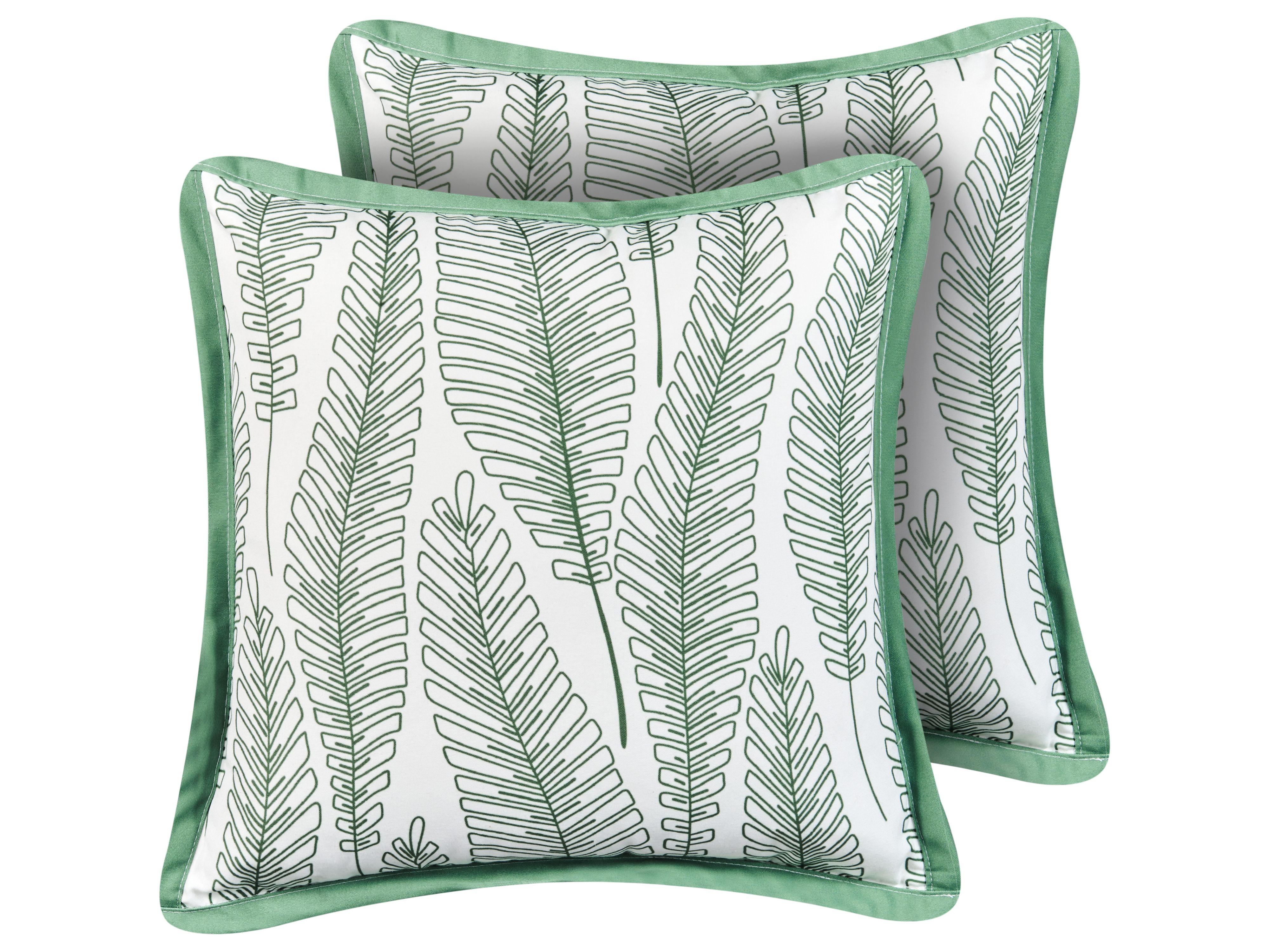 GARTENKISSEN 2er-Set Grün 45/45 cm Meadow - Weiß/Grün, Textil (45/12/45cm) - Beliani