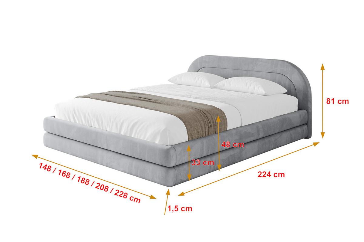 POLSTERBETT mit Bettkasten und Lattenrost, Bett mit Matratze H3/H4 - LERIS-v1 180x200 Hellgrau - Hellgrau, Holzwerkstoff/Textil (180/200cm) - ALTDECOR