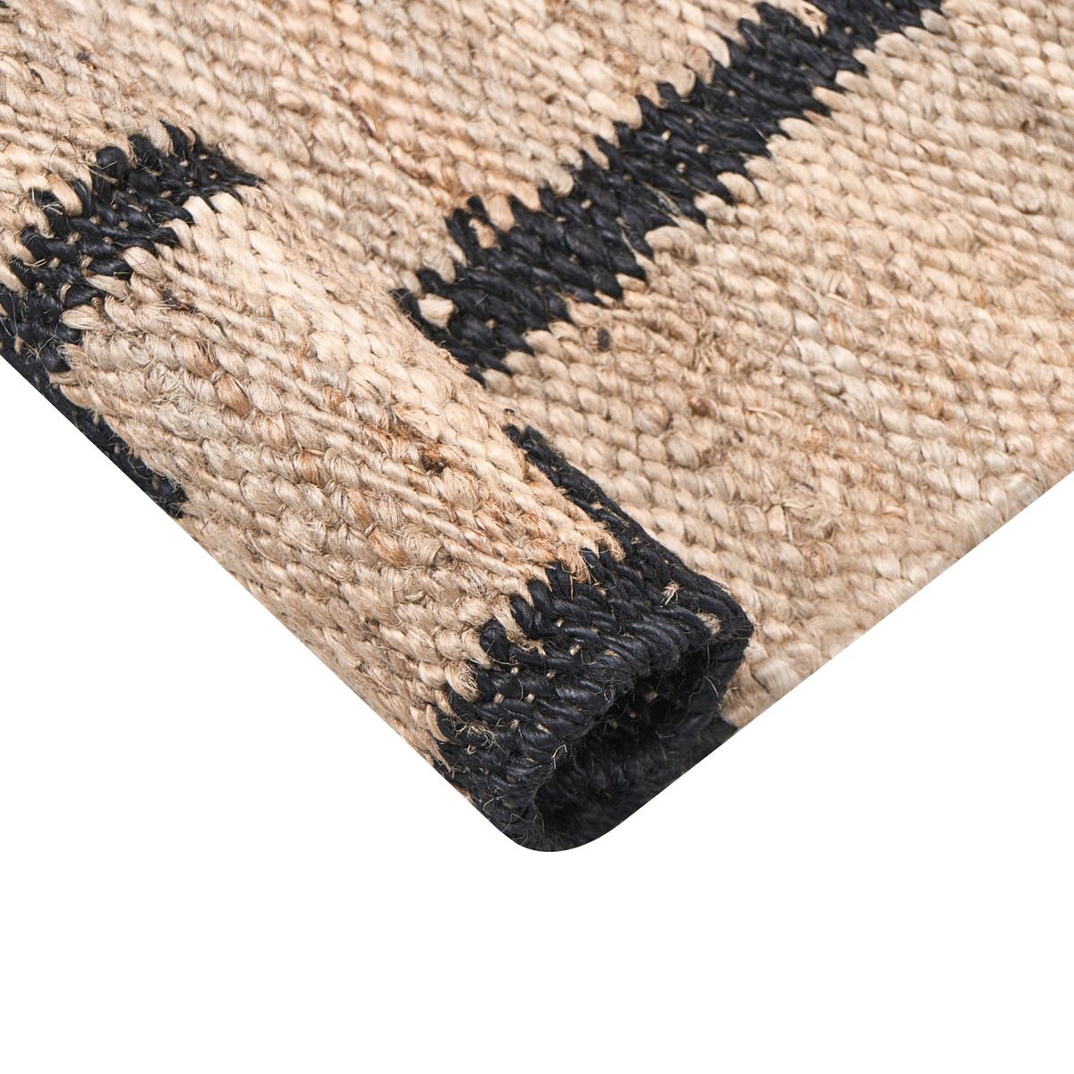 TEPPICH Schwarz/Beige 80/300 cm Jute Gondia - Beige, Textil (80/300cm) - Beliani