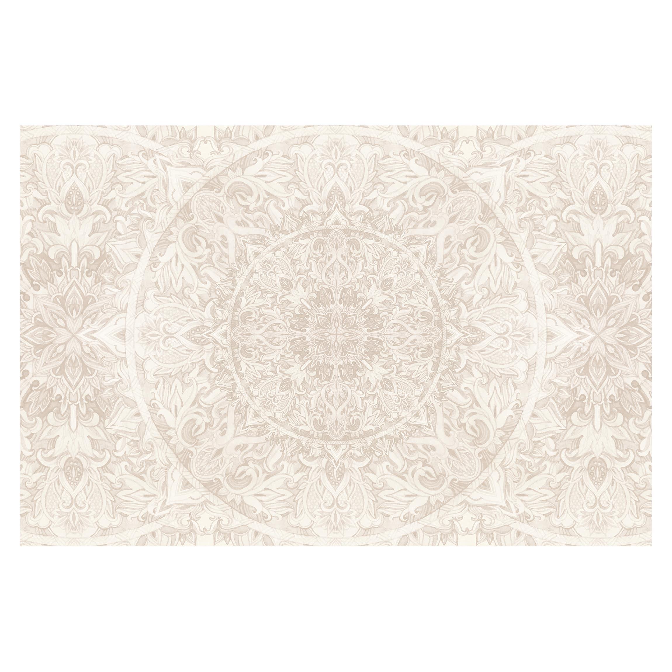 FOTOTAPETE Mandala Aquarell Muster Ornament beige 336/225 cm - Eichefarben, Papier (336/225cm) - Bilderwelten