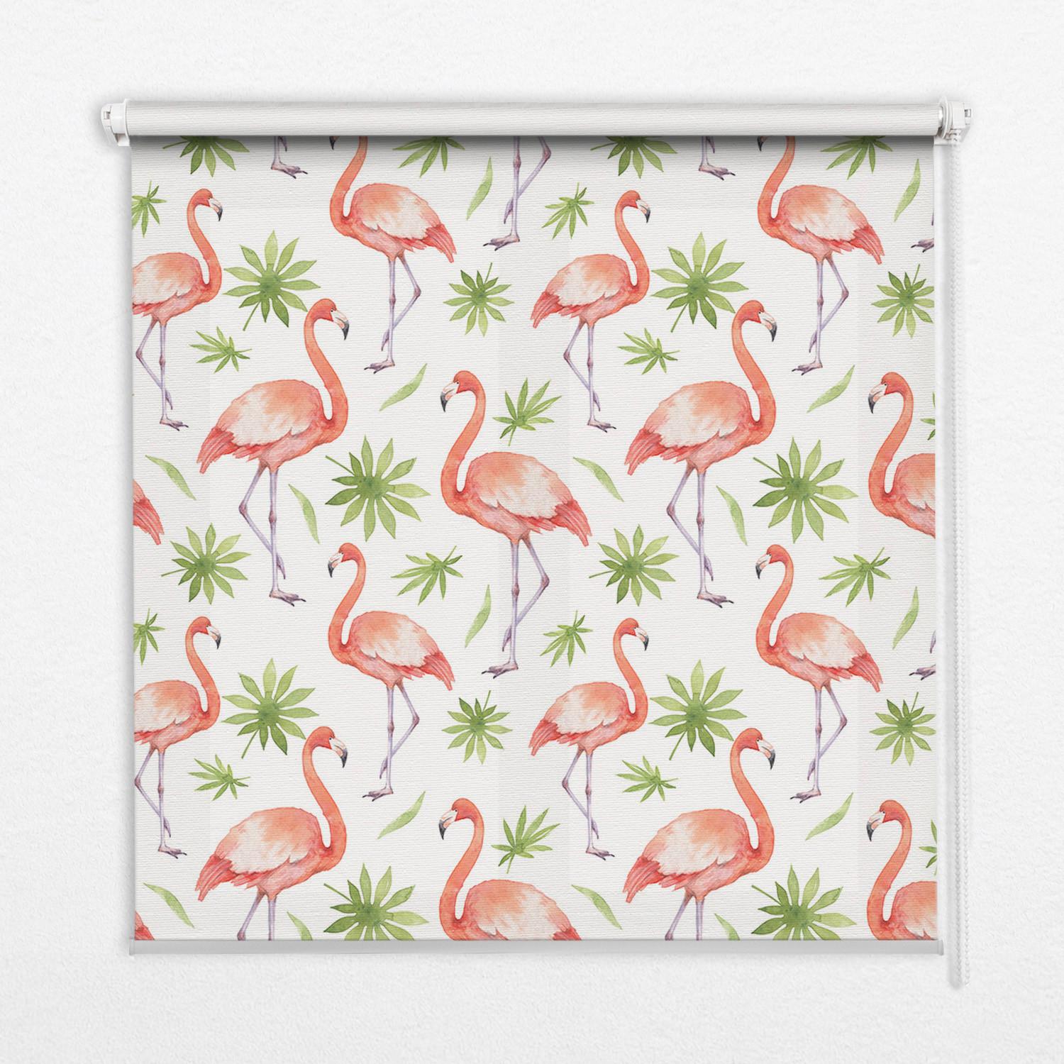 INNENROLLO - Fensterrollo - Rollo - 60x40 cm - Flamingo und Blätter - Pink, Kunststoff (60/140/0.5cm) - TULUP