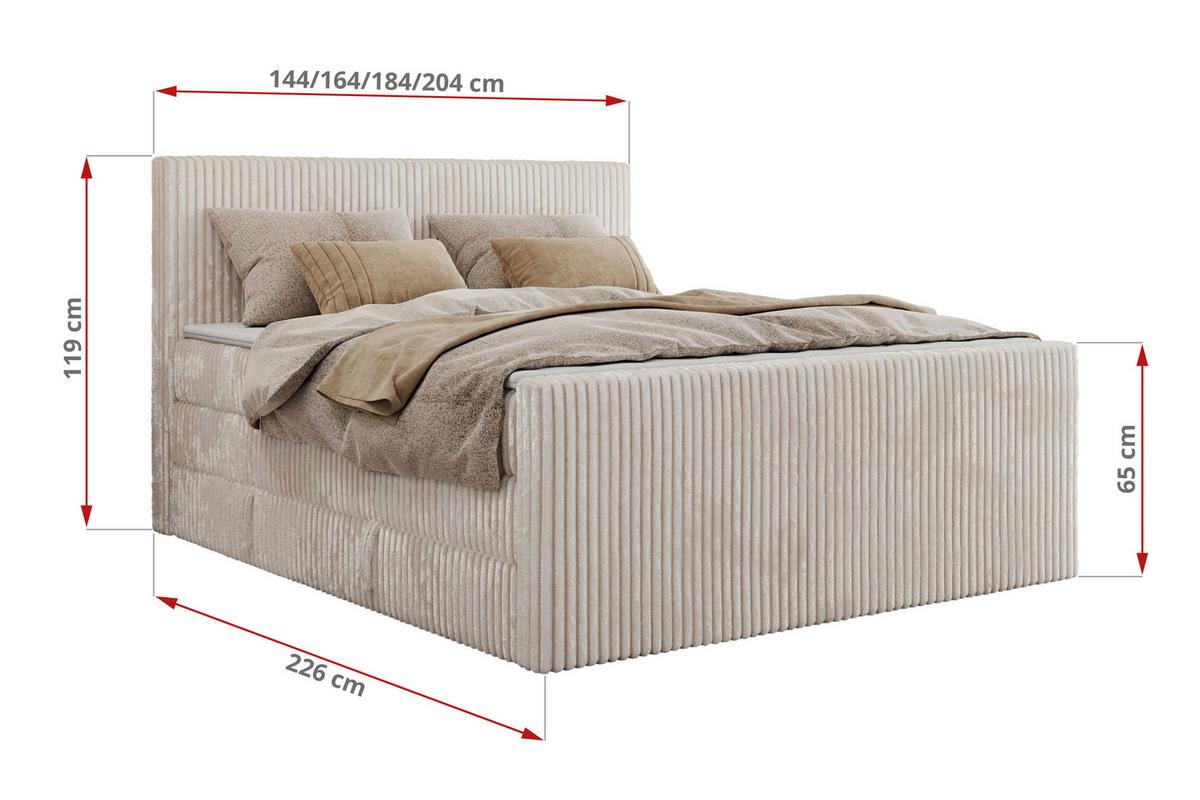 BOXSPRINGBETT TILIANO KING DUO 140/200 - Beige Cord - H4 - Beige, Textil (140/200cm) - MKS