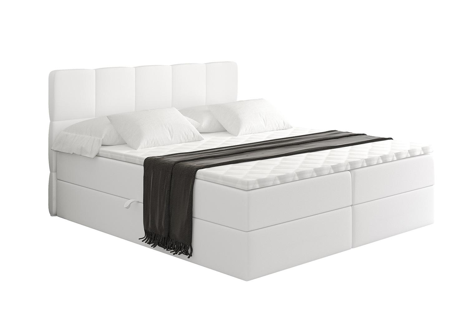 BOXBETT mit Matratze H3 und Lattenrost - LIRO - 160x200 - Weiß Kunstleder - Weiß, Holzwerkstoff/Kunststoff (160/200cm) - ALTDECOR