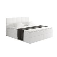 BOXBETT mit Matratze H4 und Lattenrost - LIRO - 200x200 - Weiß Kunstleder - Weiß, Holzwerkstoff/Kunststoff (200/200cm) - ALTDECOR