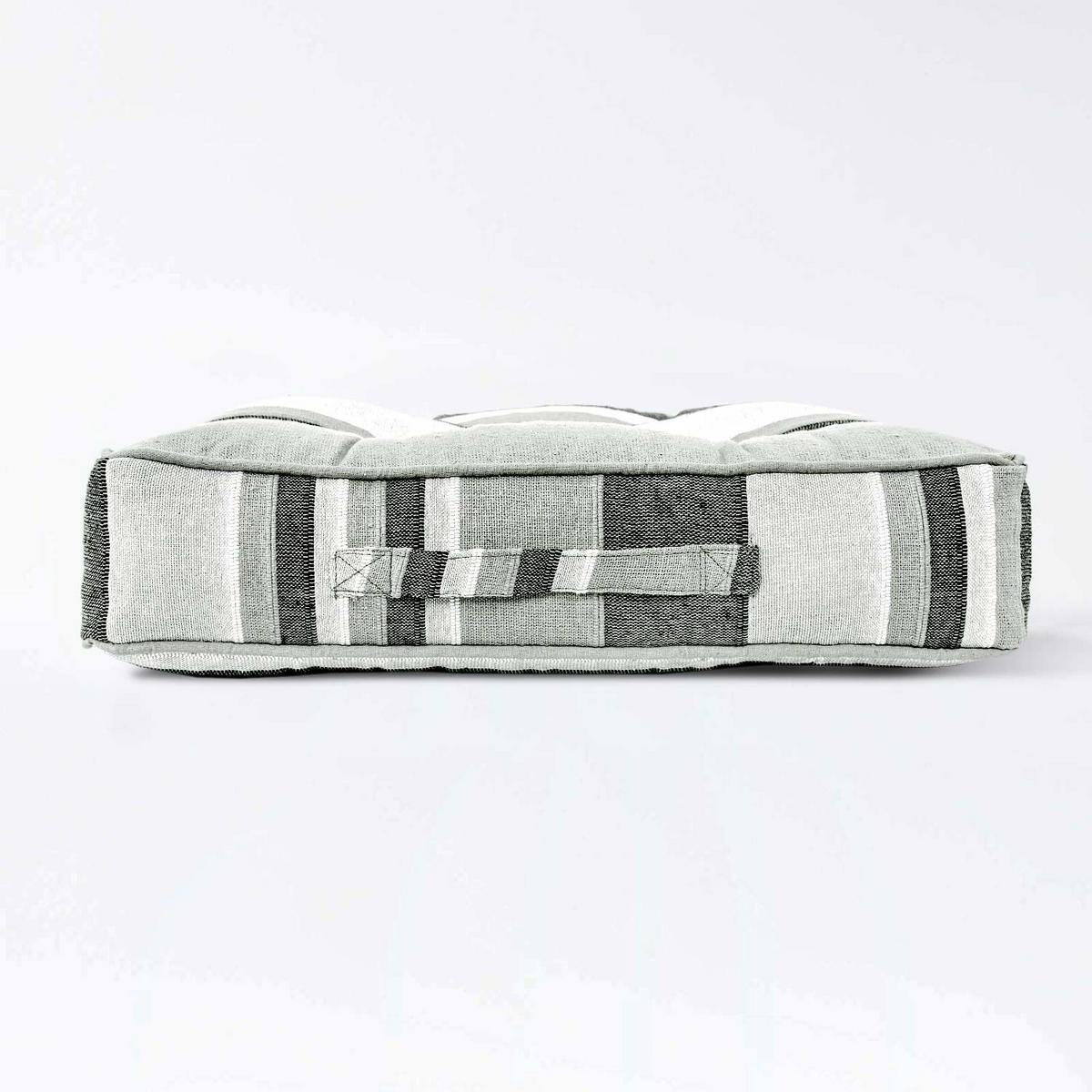 SITZKISSEN Morocco grau-weiß gestreift 40/40/8 cm - Hellgrau, Textil (40/40/8cm) - Homescapes