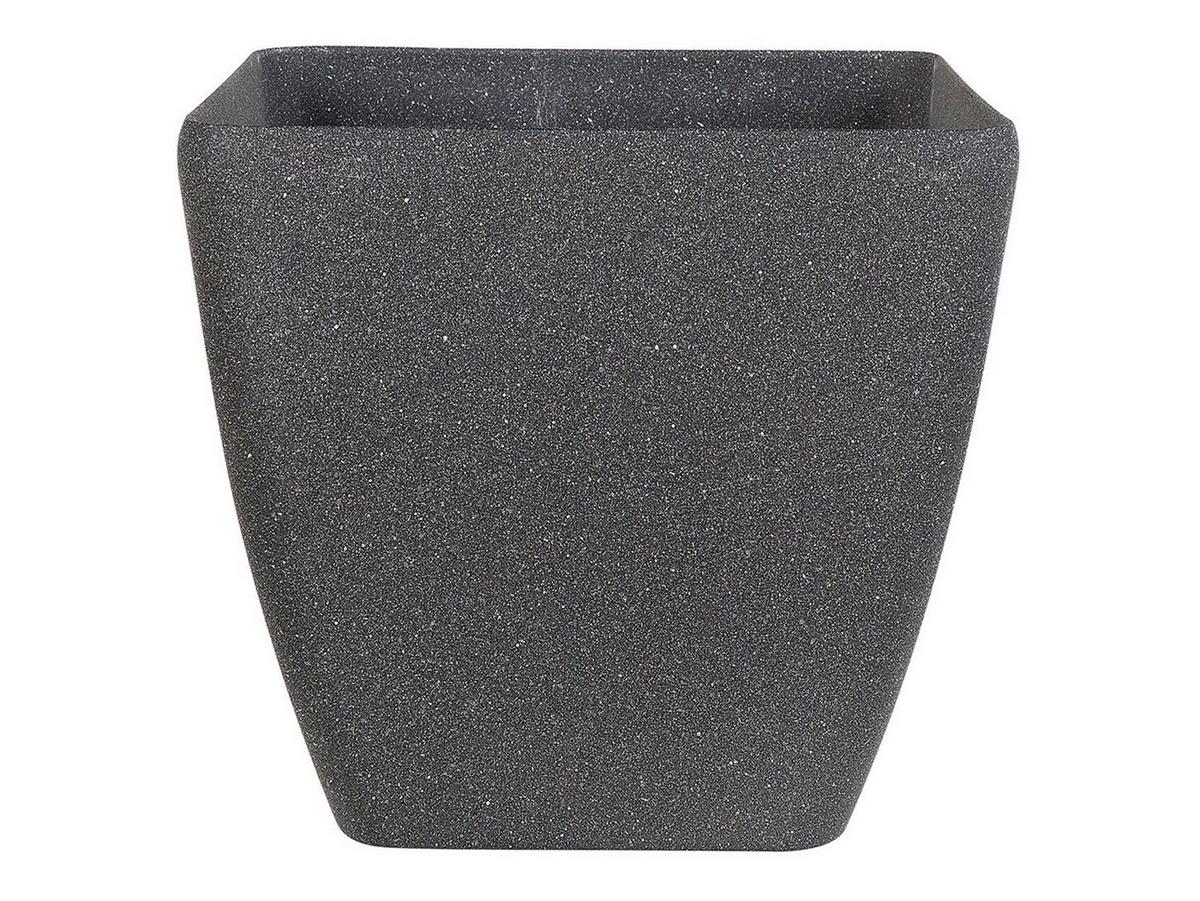 BLUMENTOPF 2er-Set dunkelgrau quadratisch 34/34/34 cm Zeli - Dunkelgrau, Stein (34cm) - Beliani