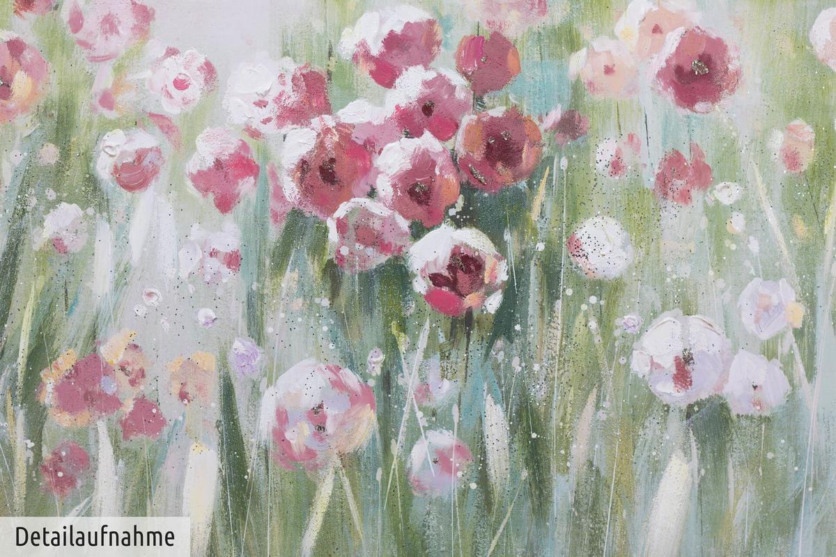 ACRYLBILD HANDGEMALT 150/50 cm - Pink/Grün, Holz/Textil (150/50cm) - KUNSTLOFT