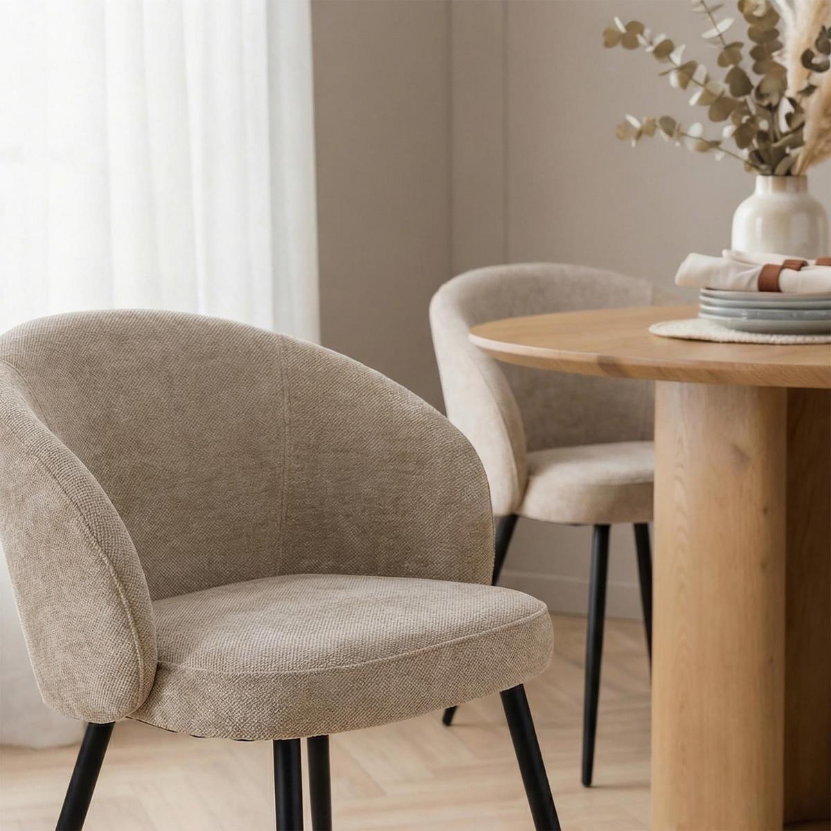 ESSZIMMERSTÜHLE KURSI 2er-Set beige - Beige, Textil (57/77/60cm) - IDIMEX