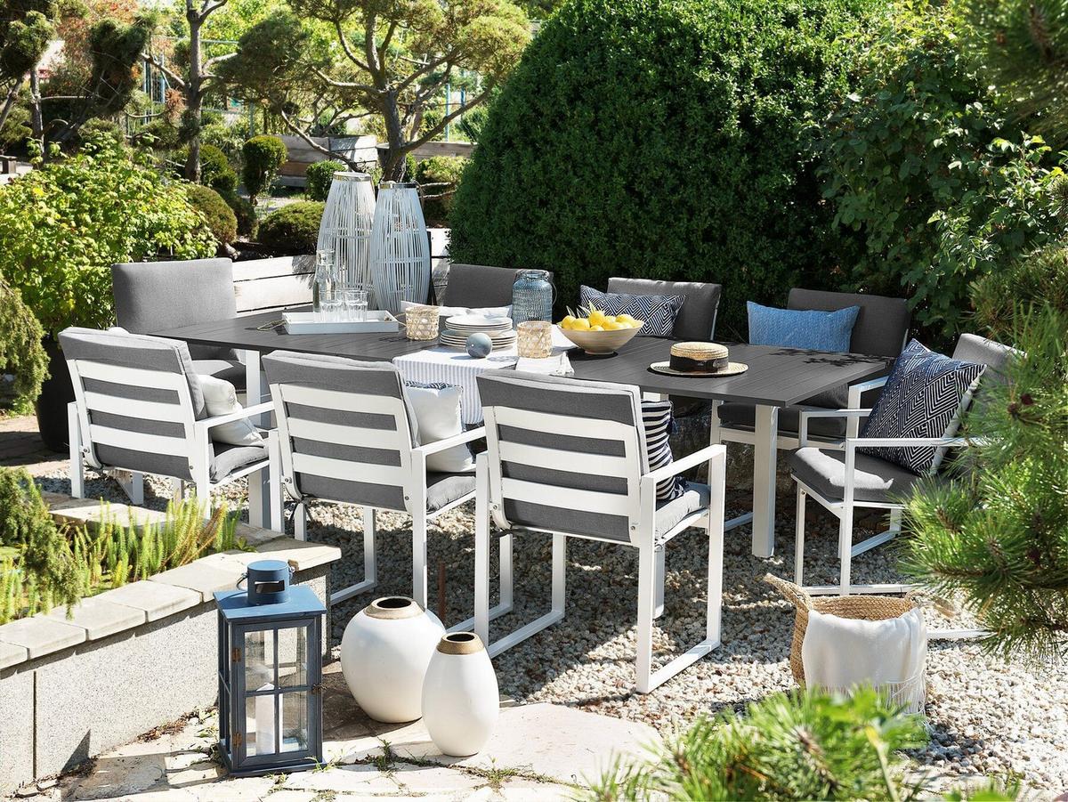 GARTENTISCH dunkelgrau ausziehbar 168/248x100 cm Pancole - Dunkelgrau, Metall (248/100/75cm) - Beliani