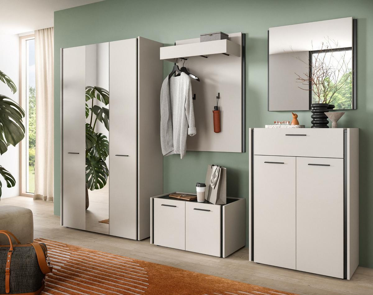 GARDEROBEN-SET 3-teilig Kaschmir 197 x 190 cm, Garderobenkombination mit Soft-Close - Kaschmir/Schwarz, Holzwerkstoff/Kunststoff (197/190/40cm) - Inn.Furn
