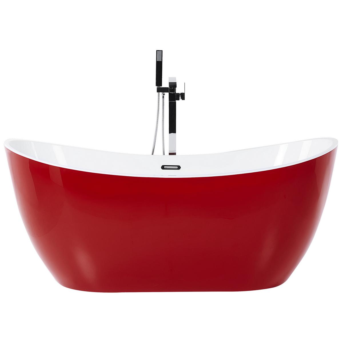 BADEWANNE FREISTEHEND 78x180x72 cm rot Antigua - Rot, Kunststoff (78/72/180cm) - Beliani