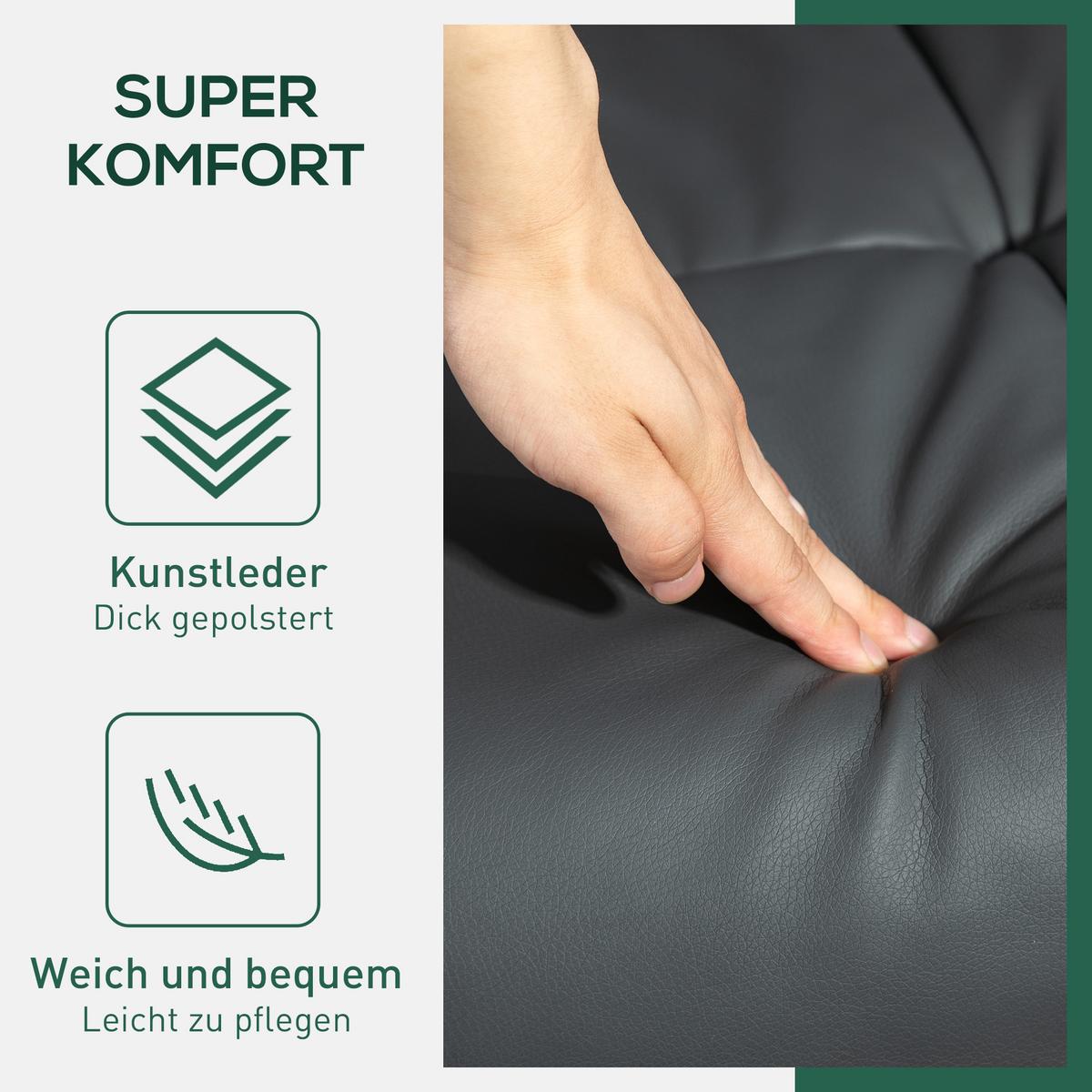 RELAXSESSEL mit Hocker, Stauraum, Fernsehsessel mit Liegefunktion, Dunkelgrau - Dunkelgrau/Braun, Holz (86/99/80cm) - HOMCOM
