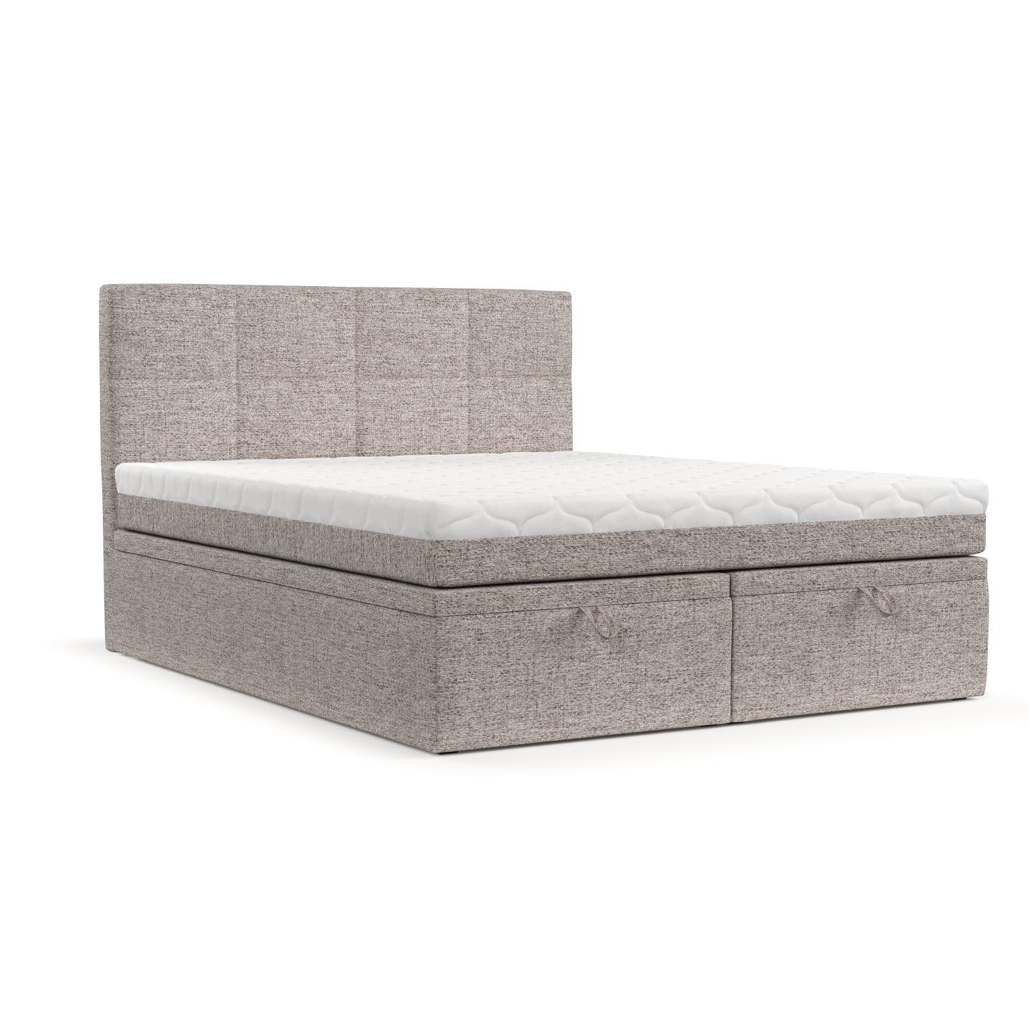 BOXBETT Tessa 200/200 cm Beige im Neve Stoff - Beige/Schwarz, Holz/Holzwerkstoff (200/200cm) - AltaBeds
