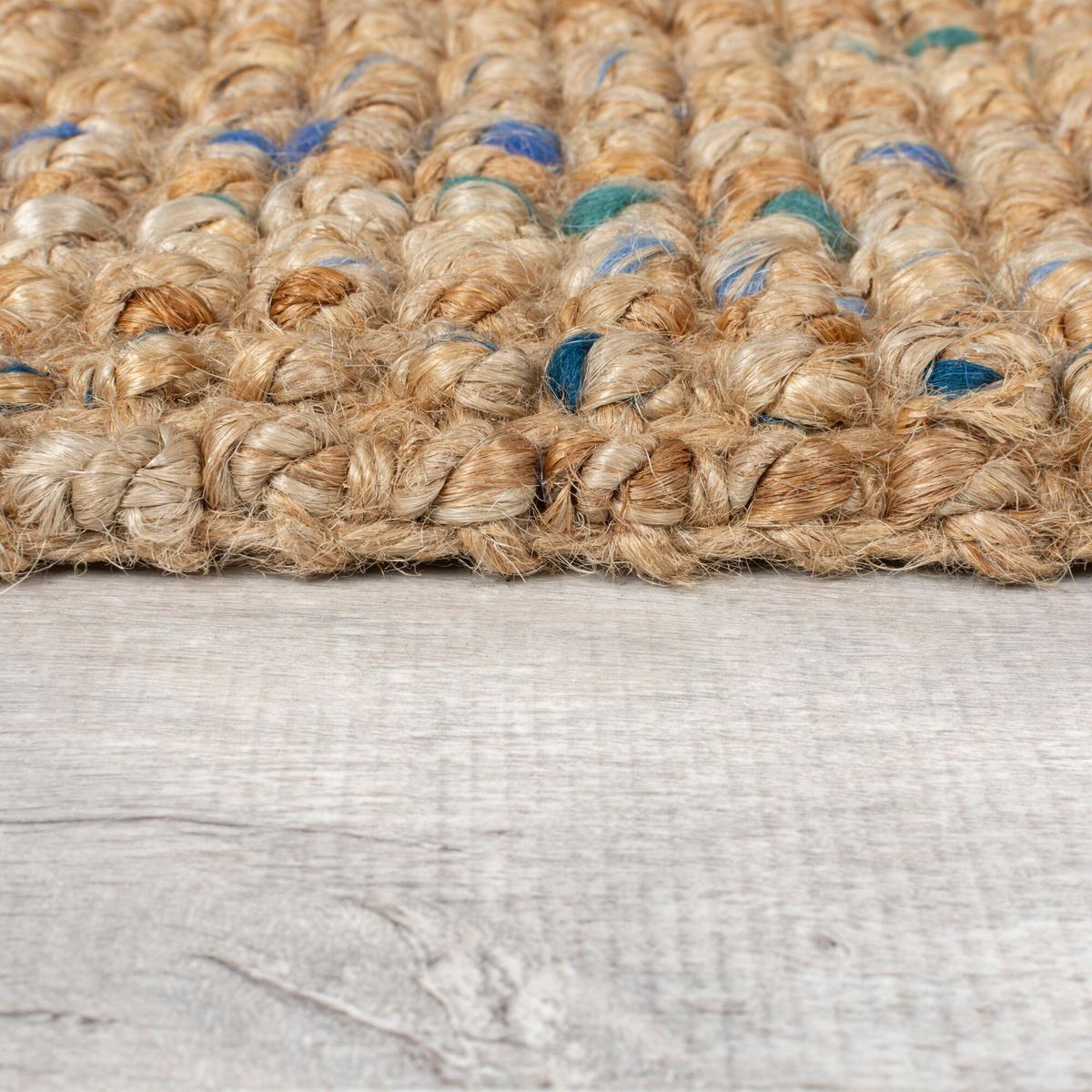 JUTETEPPICH handgewebt ERME, in Naturjute, Natur-Blau, 200 x 290 cm - Beige, Textil (290/200cm) - KADIMA DESIGN