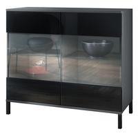 KOMMODE Bari Schwarz Hochglanz - Schwarz Hochglanz, Holzwerkstoff (92.5/83.5/35cm) - Vladon