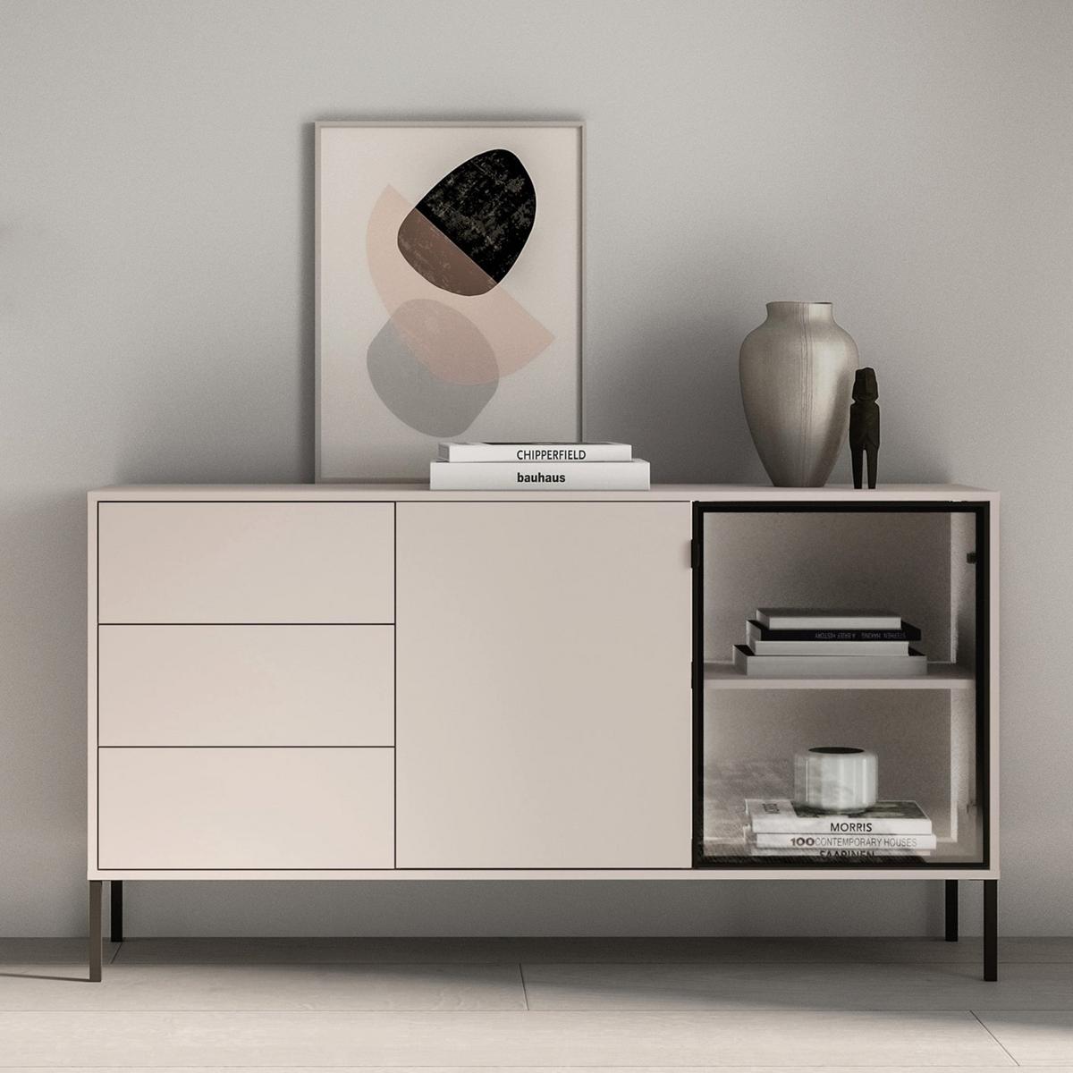 SIDEBOARD Barnee Kaschmir 160 cm - Taupe/Schwarz, Holzwerkstoff/Metall (160/86/40cm) - Selsey