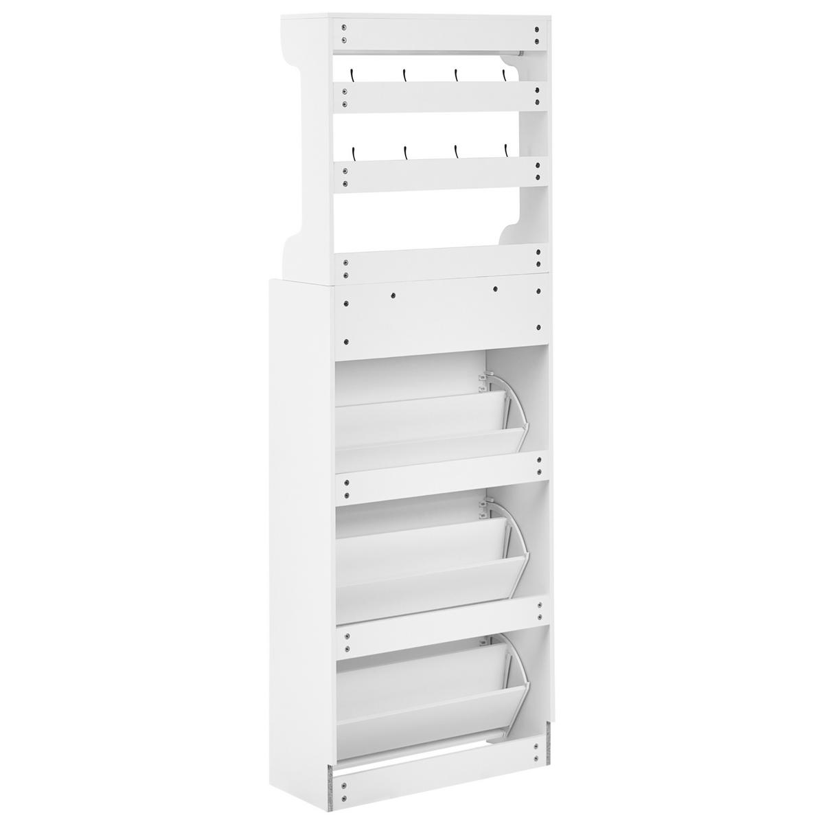 SCHUHSCHRANK Weiß Dalhousie - Weiß, Holzwerkstoff (70/200/30cm) - Beliani