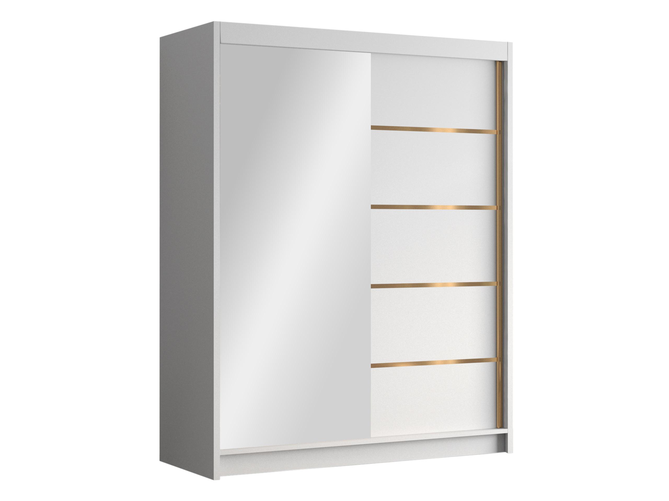 SCHIEBETÜRENSCHRANK Flavio III - Goldfarben/Weiß, Holzwerkstoff/Metall (150/200/58cm) - MIRJAN24