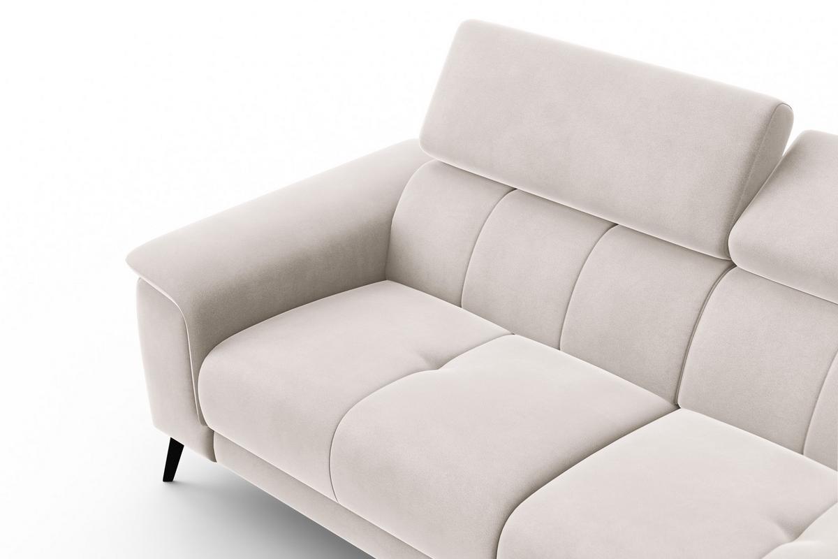 SOFA FIERO 3-Sitzer, Beiger Veloursstoff - Beige/Schwarz, Holz/Textil (212/82/103cm) - Courtois Laville