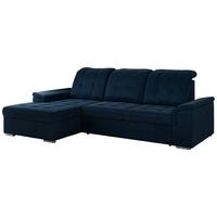 ECKSOFA MADRITO L - Dunkelblau Velorus - Links - Silberfarben/Dunkelblau, Textil/Metall (160/256cm)
