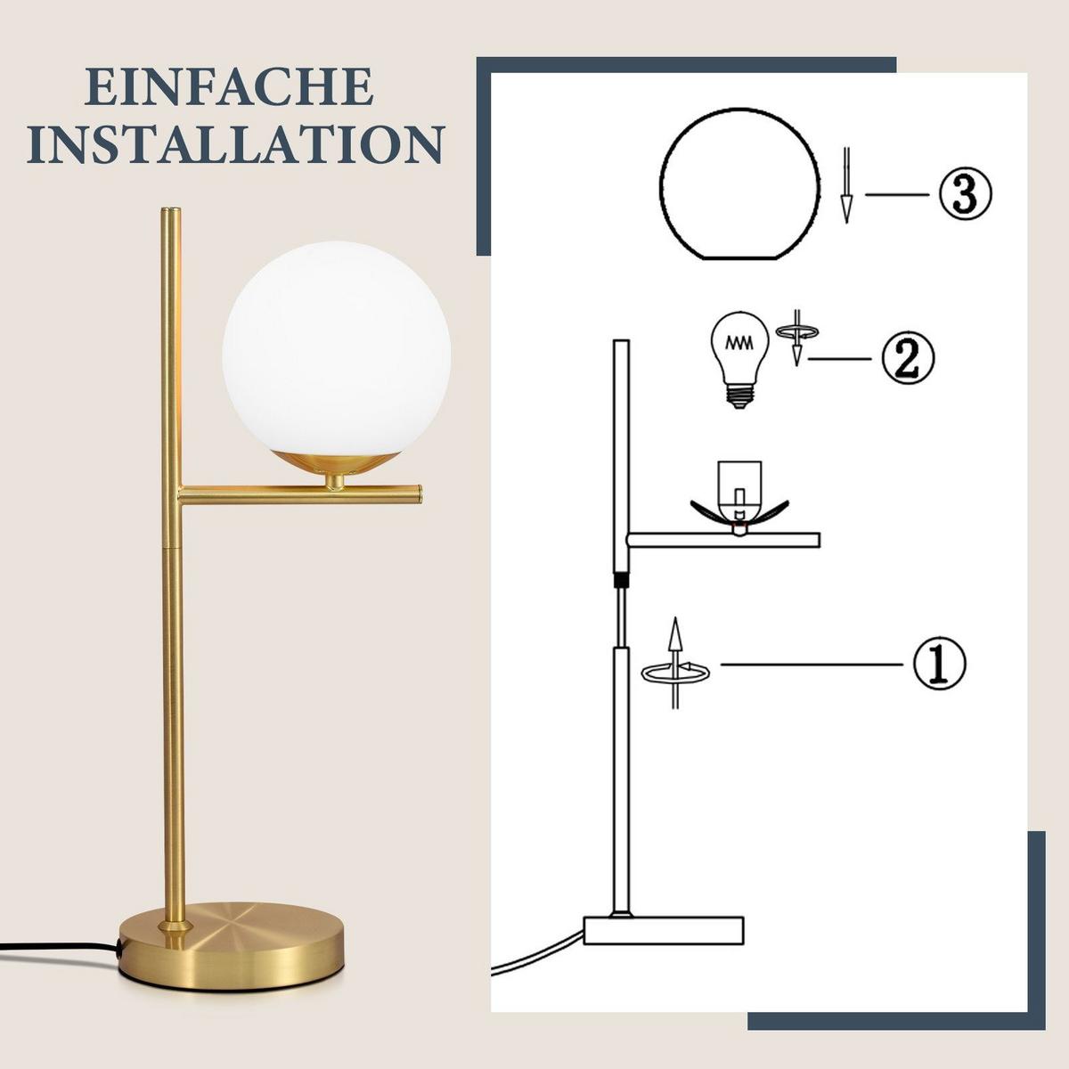 TISCHLEUCHTE Oase 22/22/50 cm - Goldfarben, Metall (22/22/50cm) - Nettlife