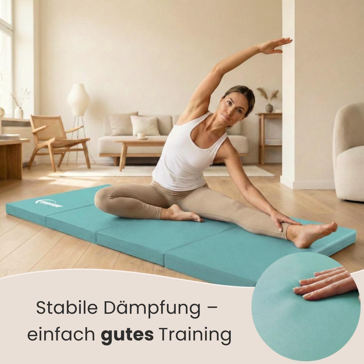 GYMNASTIKMATTE zum Wenden - 180/60/5 cm Faltbare Turnmatte - Mintgrün, Kunststoff (60/180cm) - eyepower
