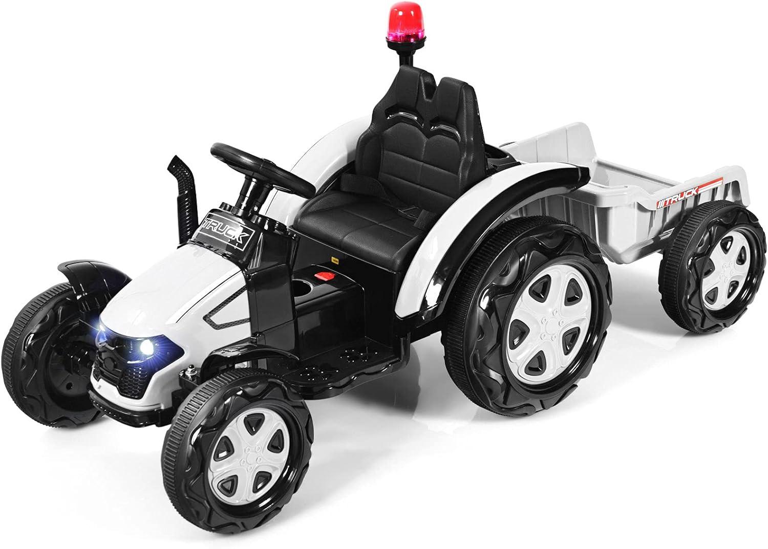 TRAKTOR 12V Weiß - Weiß, Kunststoff (154/73/71cm) - COSTWAY