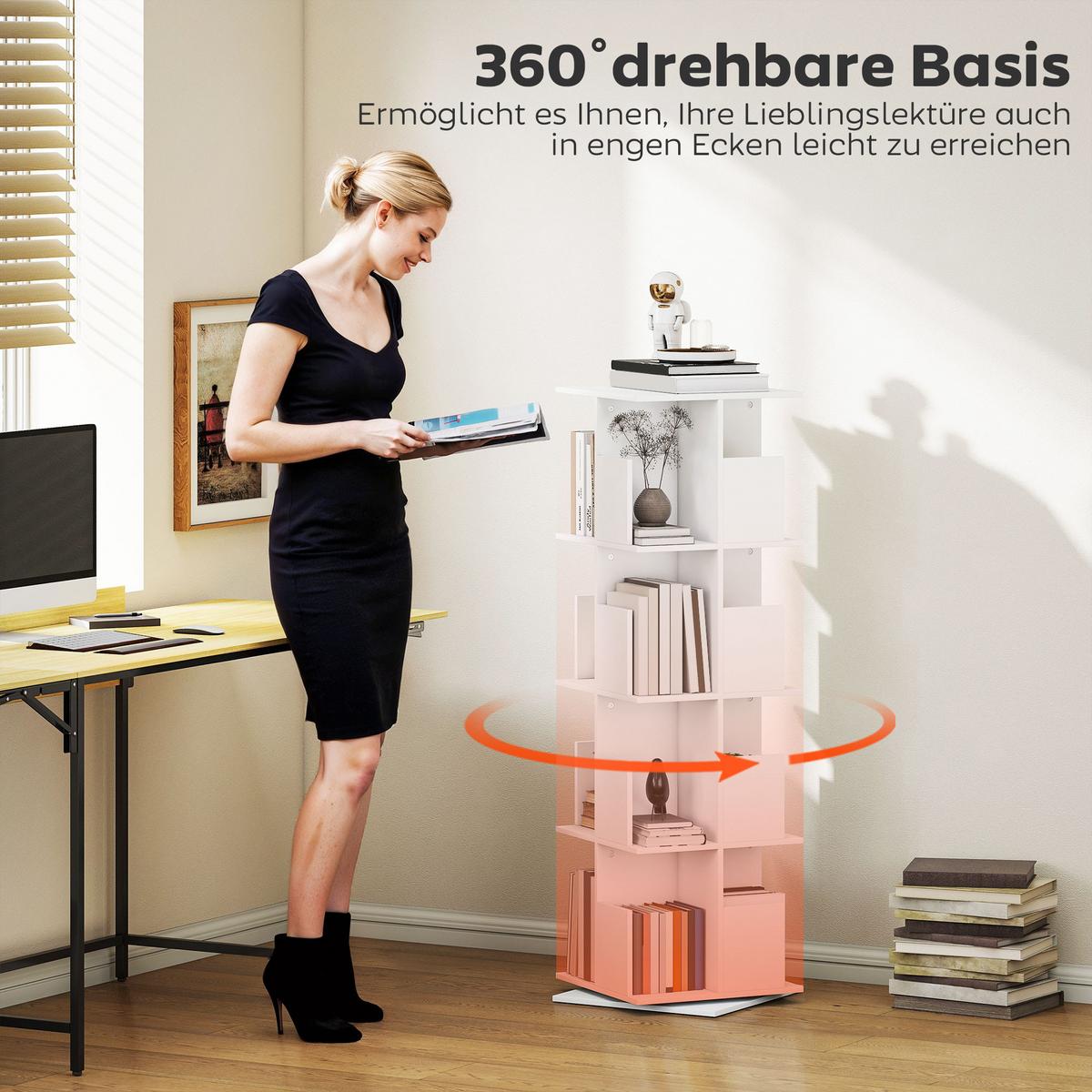 BÜCHERREGAL Spanplatte Weiß - Weiß, Holzwerkstoff (39/128.3/39cm) - HOMCOM