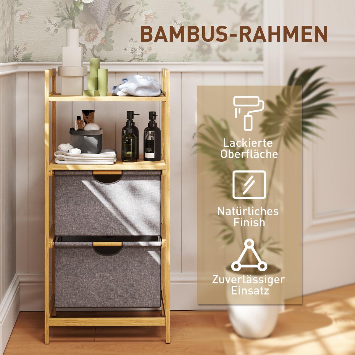 WÄSCHEKORB 35,4 L Wäschesammler, Natur - Naturfarben, Naturmaterialien (34/96/44cm) - HOMCOM
