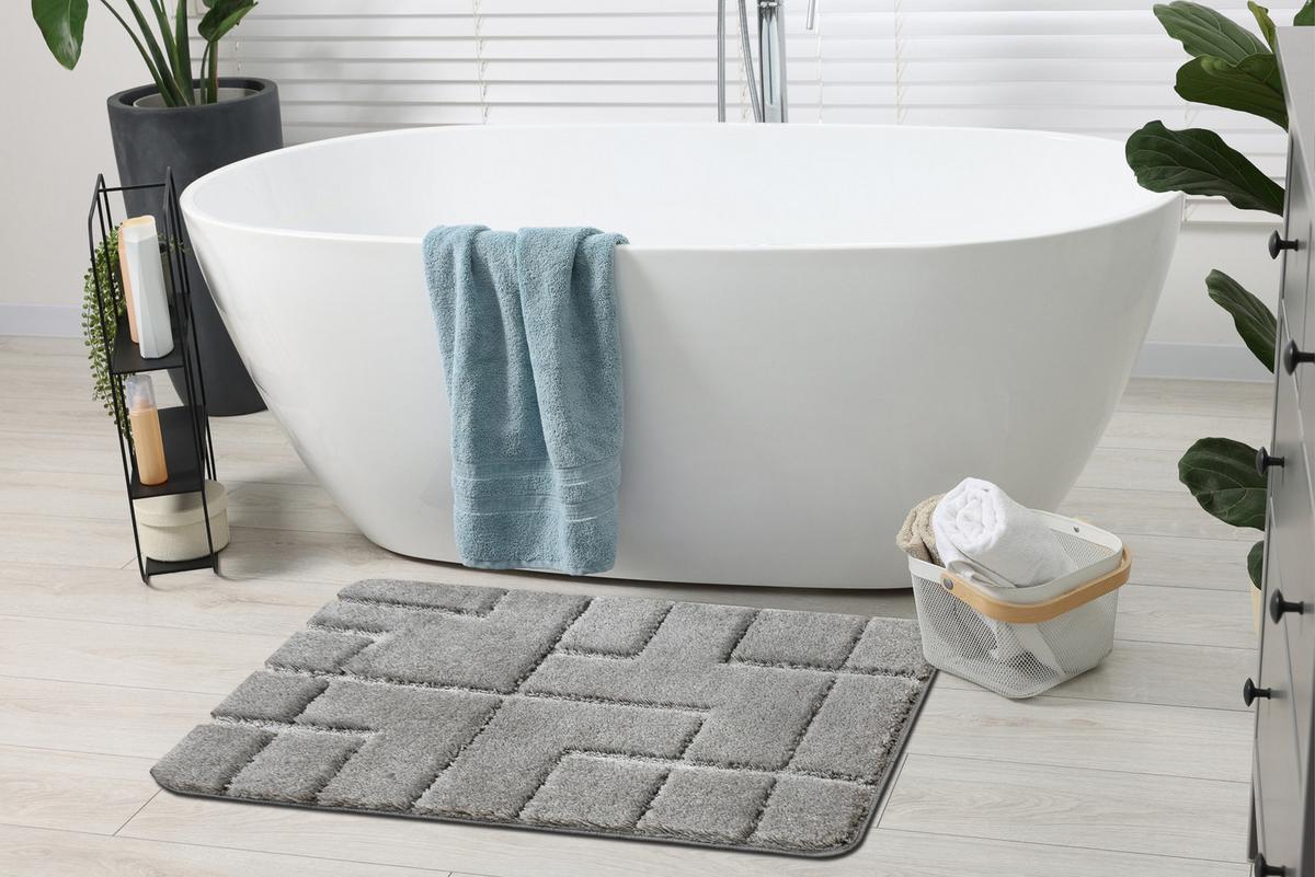 TEPPICH Dywaniki łazienkowe 50/80 cm - Grau, Textil (50/80cm) - rugsX