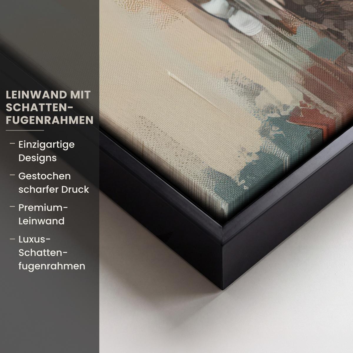 LEINWAND Bilder mit Rahmen - Frau - Kunst - Schmuck - Porträt - 70x100 - Blaugrau, Textil (70/100cm) - MuchoWow