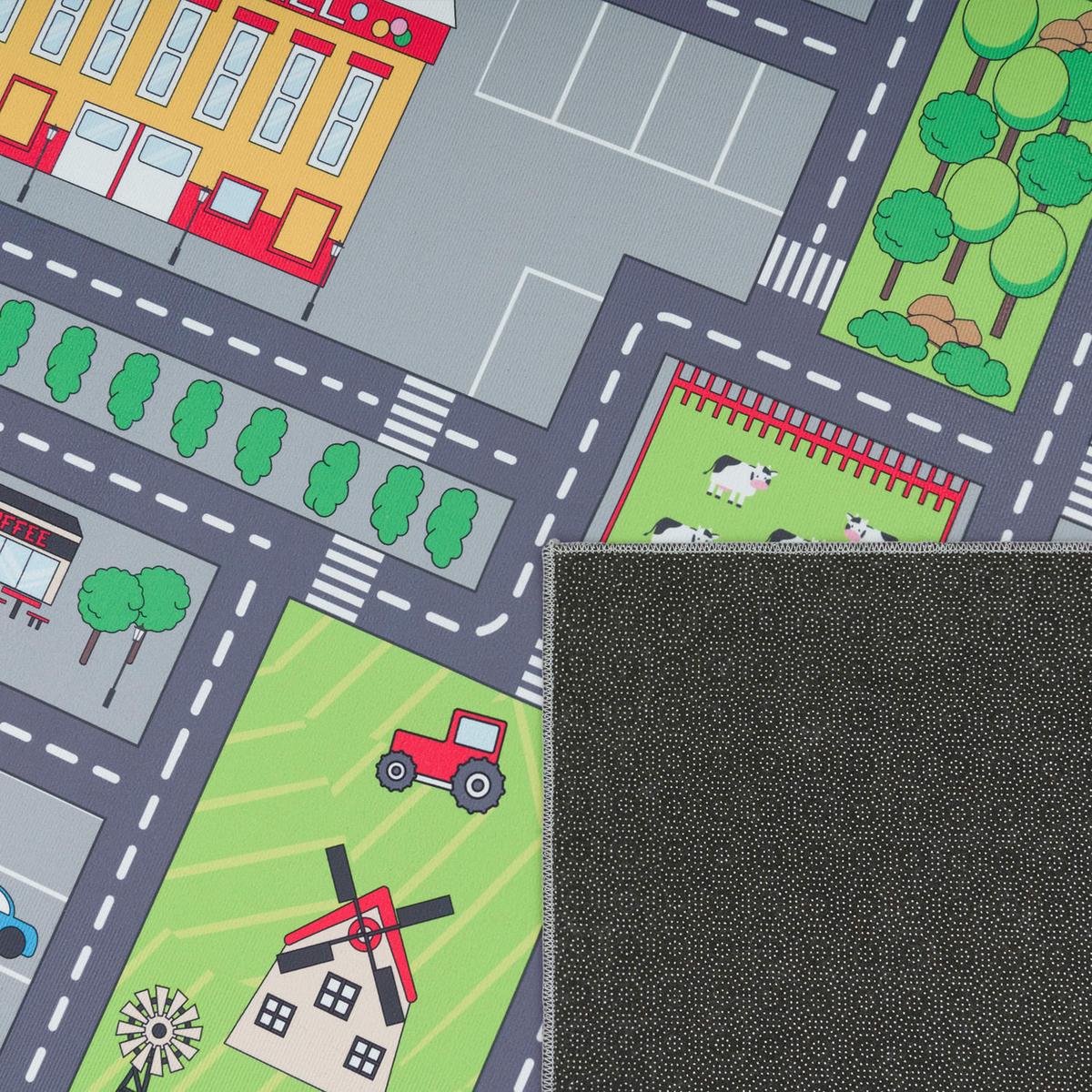 KINDERTEPPICH Waschbar, mit Stadt‑Land‑Karten‑Muster, Grau, 200 x 200 cm - Grau, Textil (200/200cm) - KADIMA DESIGN